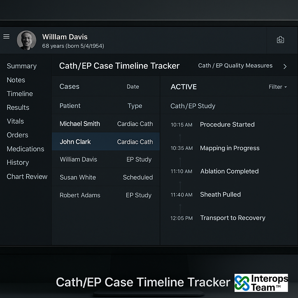 Cath & EP Case Timeline Tracker (EMR View)